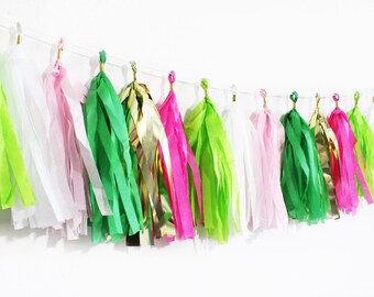 Pink and Green Tassel Garland | Cactus Tassel Garland | Watermelon Tassel Garland | Birthday Party Decor | Cactus Party | Pink and Green Par