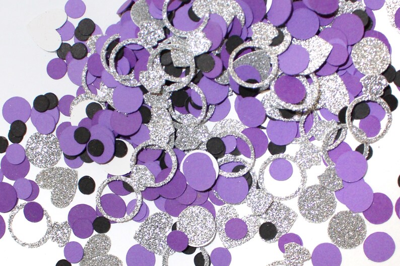 Wedding Party Confetti Purple /& Silver Diamond RingHeart Confetti Bridal Party Decorations Bachelorette Party Decor Bridal Confetti