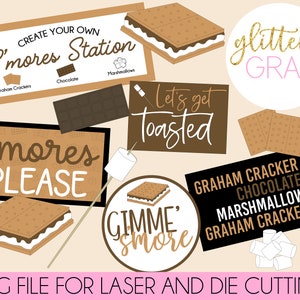 s&#39;mores Tiered Tray Decor, camping Tiered Tray Laser Files, s&#39;mores SVG, Instant Download Tiered Tray Signs, smores Signs, Laser Cut Files