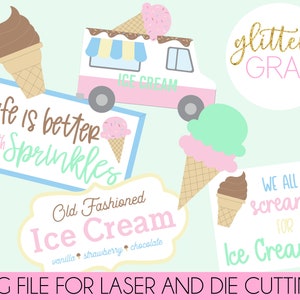 Ice Cream Tiered Tray Decor, Ice Cream Tiered Tray Laser Files, Ice Cream SVG, Instant Download Tiered Tray Signs, Summer Signs, Laser Files image 1