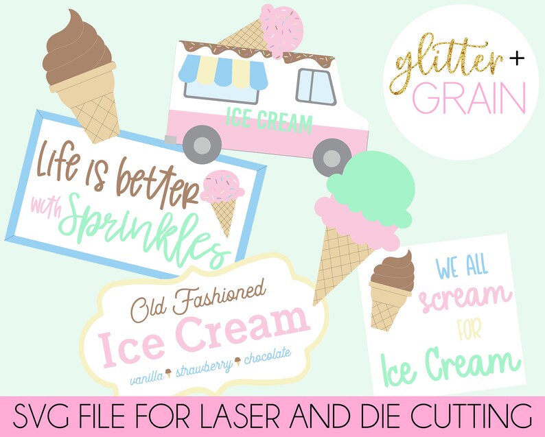 Ice Cream Tiered Tray Decor, Ice Cream Tiered Tray Laser Files, Ice Cream SVG, Instant Download Tiered Tray Signs, Summer Signs, Laser Files image 1