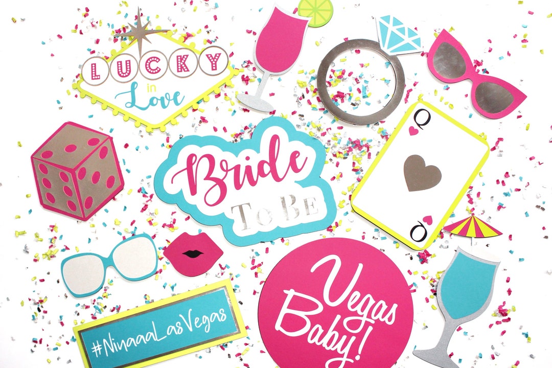 Neon & Silver Photo Booth Props Vegas Theme Photo Booth Props Neon