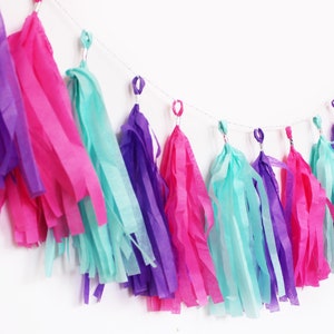 Pink, Purple, and Aqua Tassel Garland | Tassel Banner | Pink and Purple Party Decor | Party Supplies | Birthday Party Decor | Pink and Aqua