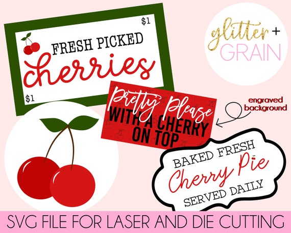 Cherry Tiered Tray Sign File | cherries SVG | Tiered Tray Signs | cherries Tiered Tray Signs | cherry sign Cut File | cherry SVG | Laser Cu Il_570xn