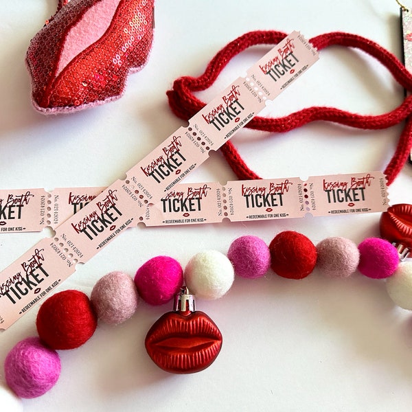 Kissing Booth Tickets | Kissing Booth Embellishments | Valentines Day Tickets | Valentines Day Scrabooking | Love Basket Ideas |