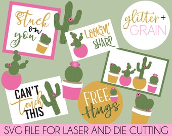 Cactus Tiered Tray Decor, Plant Tiered Tray Laser Files, cactus SVG, Instant Download Tiered Tray Signs, cacti Signs, Laser Cut Files, cacti