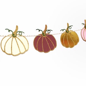 Little Pumpkin Garland Burgundy, Gold & Pink Party Decor Autumn Garland Fall Garland Girly Pumpkin Party Glam Thanksgiving Decor image 2