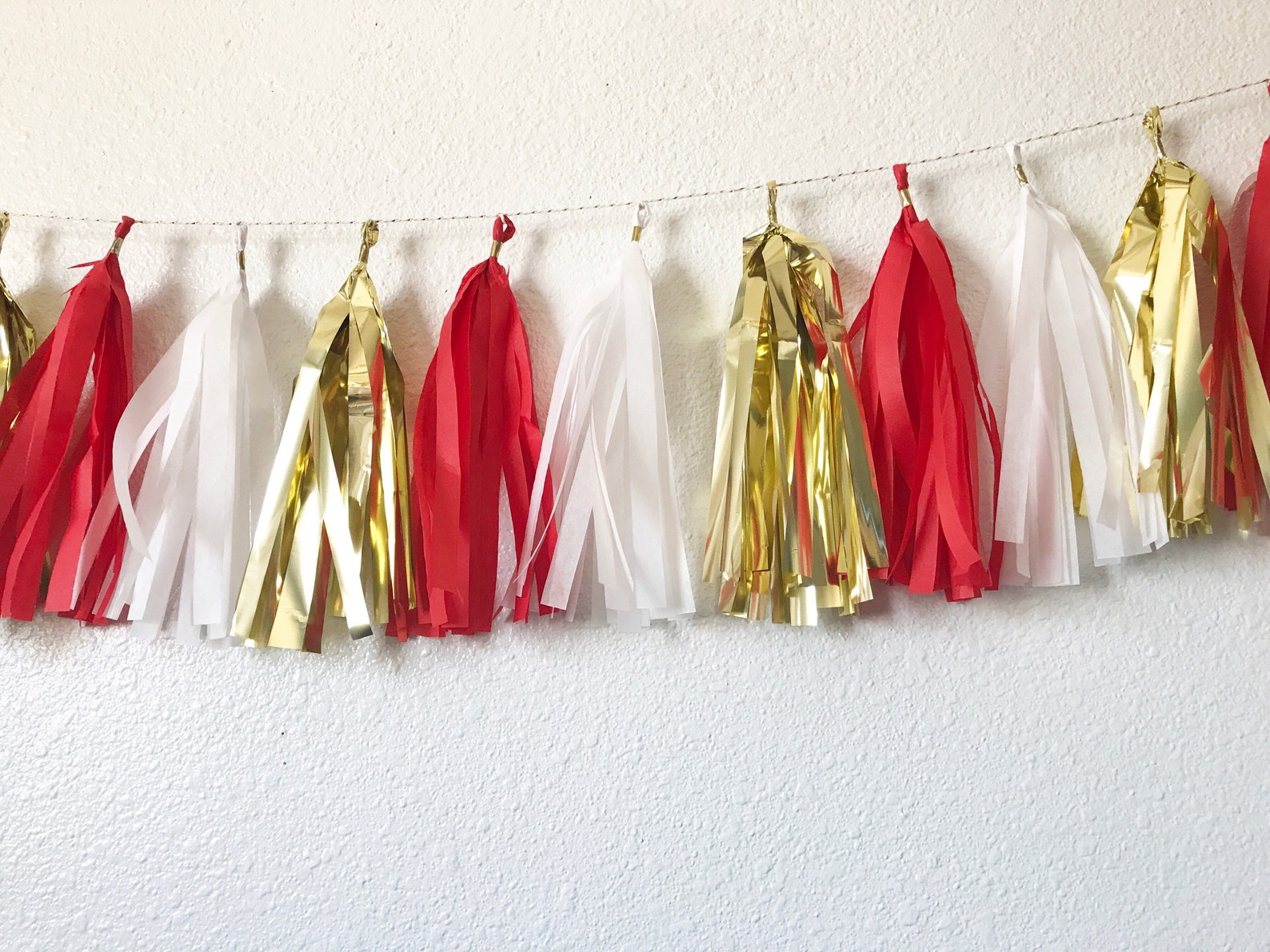 Tassel Garland Tassel Banner Red White and Gold Tassel Etsy