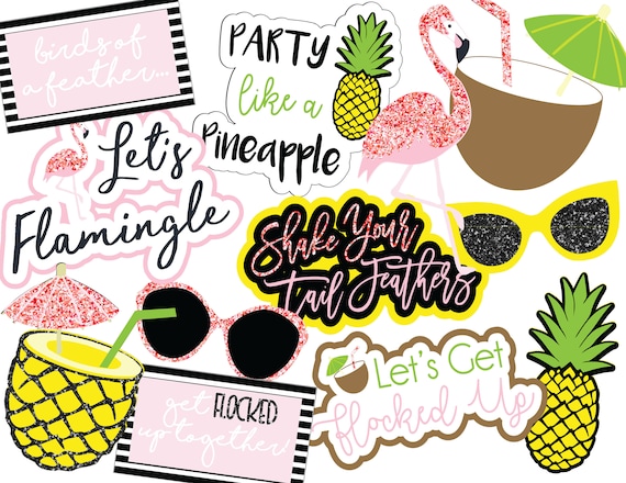 Digital Download Flamingle Photo Booth Props | Flamingle Bachelorette | Printable Photo Booth Props | PDF Photo Booth Props | Flamingle Prop Il_570xn