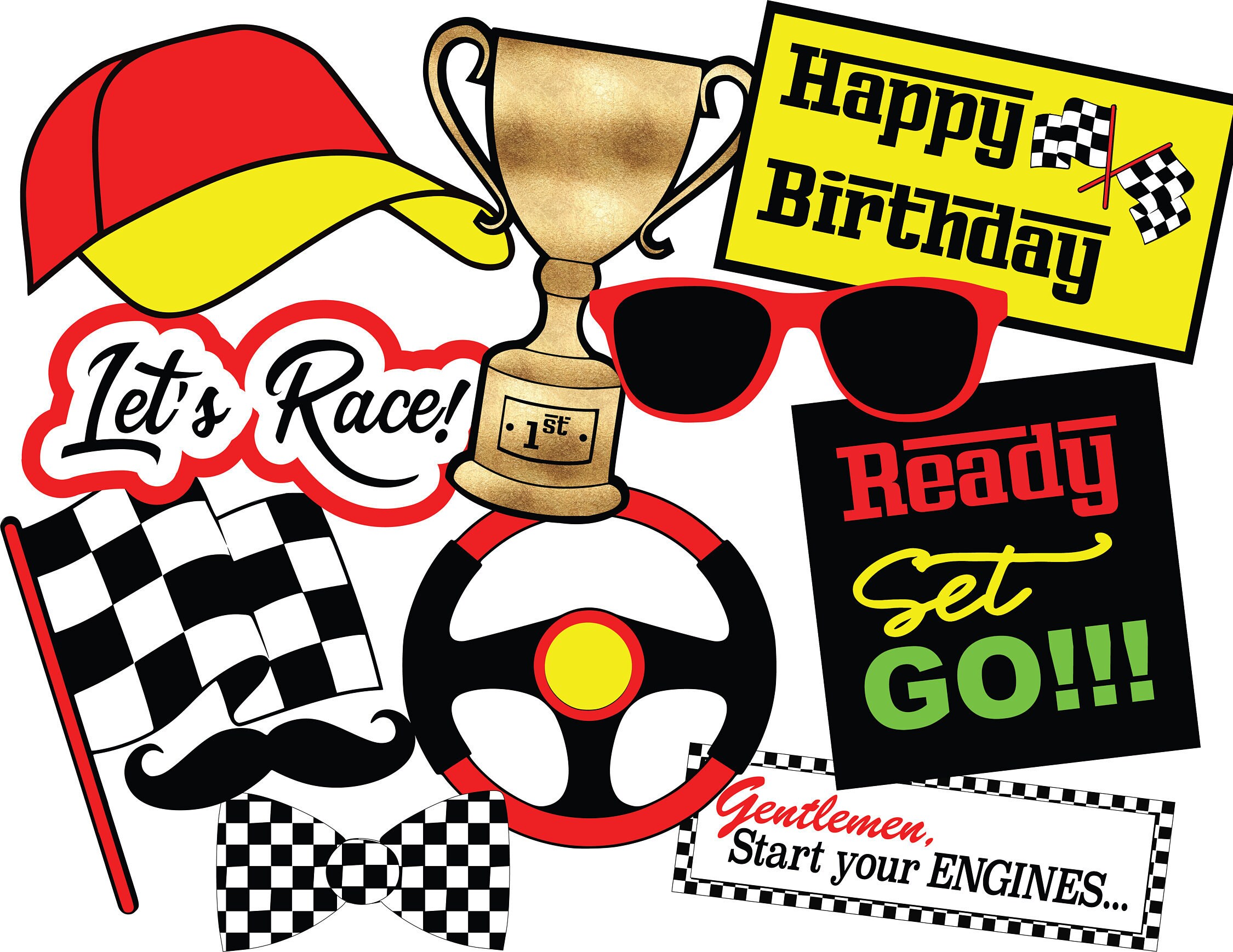 Instant Download Photo Booth Props Race car Party Photo Etsy