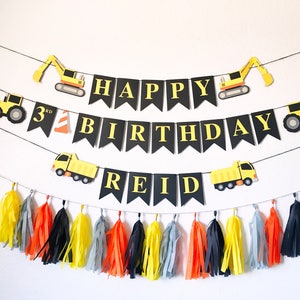 Construction Birthday Party | Boy Birthday | Construction Theme Birthday | Tractor Banner | Gold Rush Banner | Black and Yellow Decoratio