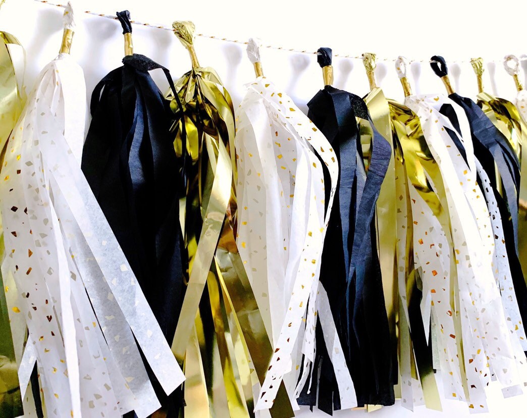 Tassel Garland Black White and Gold Tassel Garland Etsy