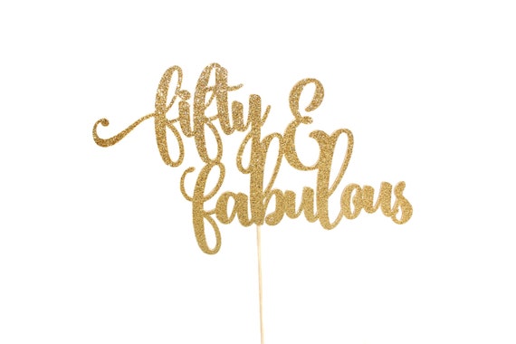 50 Gold Glitter Fifty Cake Topper Gold CAKE Pick 50th Birthday Fiftieth 