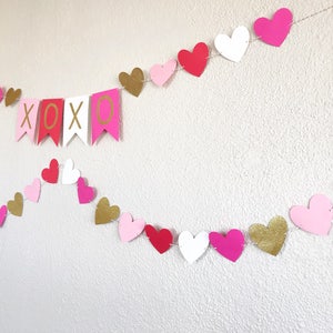 Valentine's Day Banner Valentine's Day Garland Valentine's Day Party Hear Garland Heart Banner Red and Pink Party Decor XOXO image 8