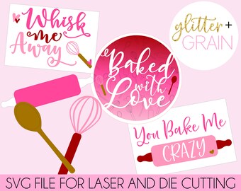 Baking Tiered Tray Sign File | Baking SVG |  Tiered Tray Signs | Baked With Love Tiered Tray Signs | Baking Cut File | Valentines SVG | Lase