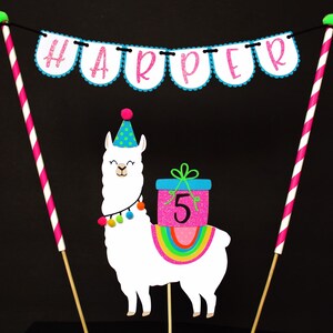 Llama Cake Topper Set Llama Birthday Party Party Animal Cake Topper Llama Decoration No Drama Llama image 6