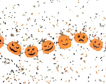 Jack-O-Lantern Garland | Pumpkin Banner | Halloween Decorations | Halloween Banner| Pumpkin Carving Party Decorations | Halloween Party