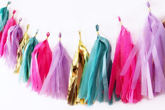 Pink Purple Teal And Gold Tassel Garland Tassel Banner Etsy