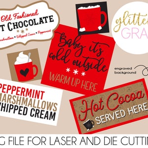 Hot Cocoa Tiered Tray Sign File | Christmas SVG | Christmas Tiered Tray Signs | Hot Chocolate Bar Sign Cut File | Hot Cocoa Signs SVG | Coco