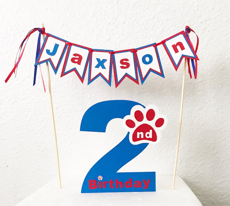 Custom Cake Topper Paw Themed Birthday Party Puppy Themed Birthday Party Paw Print Cake Topper Puppy Patrol Cake Topper Puppy Cake image 1