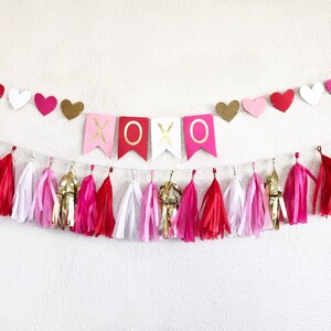 Valentine's Day Banner Valentine's Day Garland Valentine's Day Party Hear Garland Heart Banner Red and Pink Party Decor XOXO image 7