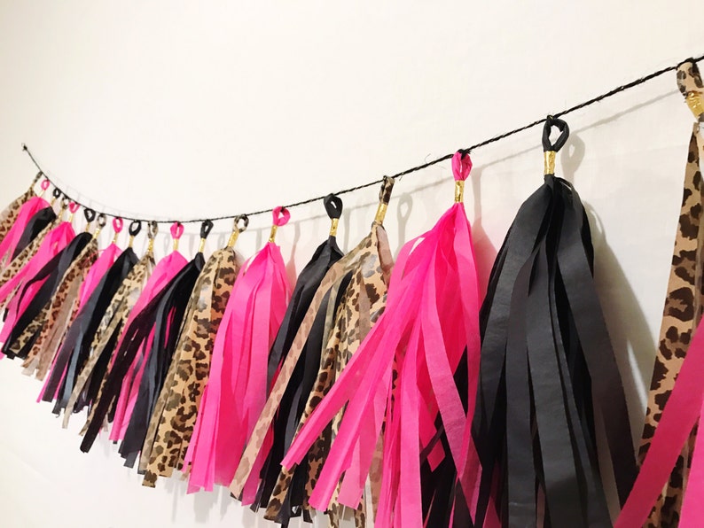 Tassel Garland Leopard Print Decorations Cheetah Print Decorations Pink and Leopard Party image 5