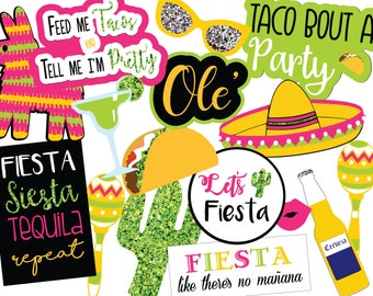 UNEDITABLE Fiesta Photo Booth Props, Instant Download Photo Booth Props, Printable Photo Booth Props, Digital Photo Booth Props, Fiesta Part