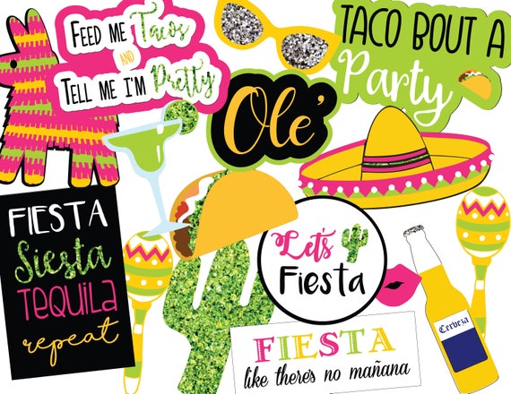 Fiesta Photo Booth Props, Instant Download Photo Booth Props, Printable Photo Booth Props, Digital Photo Booth Props, Fiesta Party Decor Il_570xn