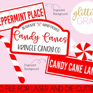 Candy Cane Tiered Tray Sign File | Christmas SVG | Christmas Tiered Tray Signs | Candy Cane Themed Cut File | Peppermint Tiered Tra