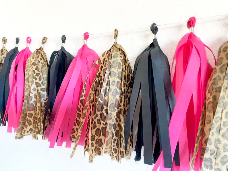 Tassel Garland Leopard Print Decorations Cheetah Print Decorations Pink and Leopard Party image 1