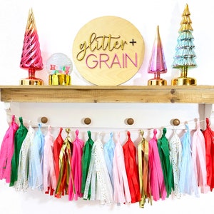 Tassel Garland | Tassel Banner | Christmas Tassel Garland | Christmas Decor | Bright Christmas Tassel Garland | Christmas Party Decor | Pink