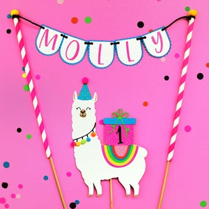 Llama Cake Topper Set Llama Birthday Party Party Animal Cake Topper Llama Decoration No Drama Llama image 1