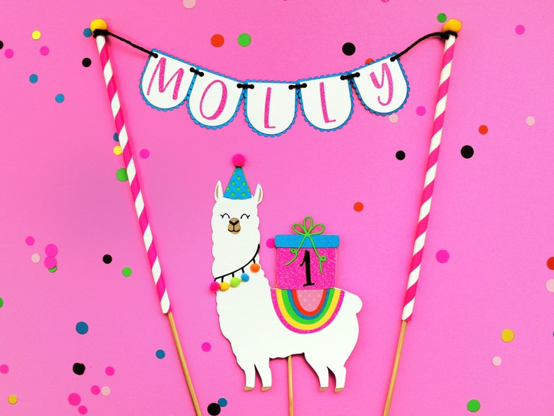 Llama Cake Topper Set Llama Birthday Party Party Animal Cake Topper Llama Decoration No Drama Llama image 1