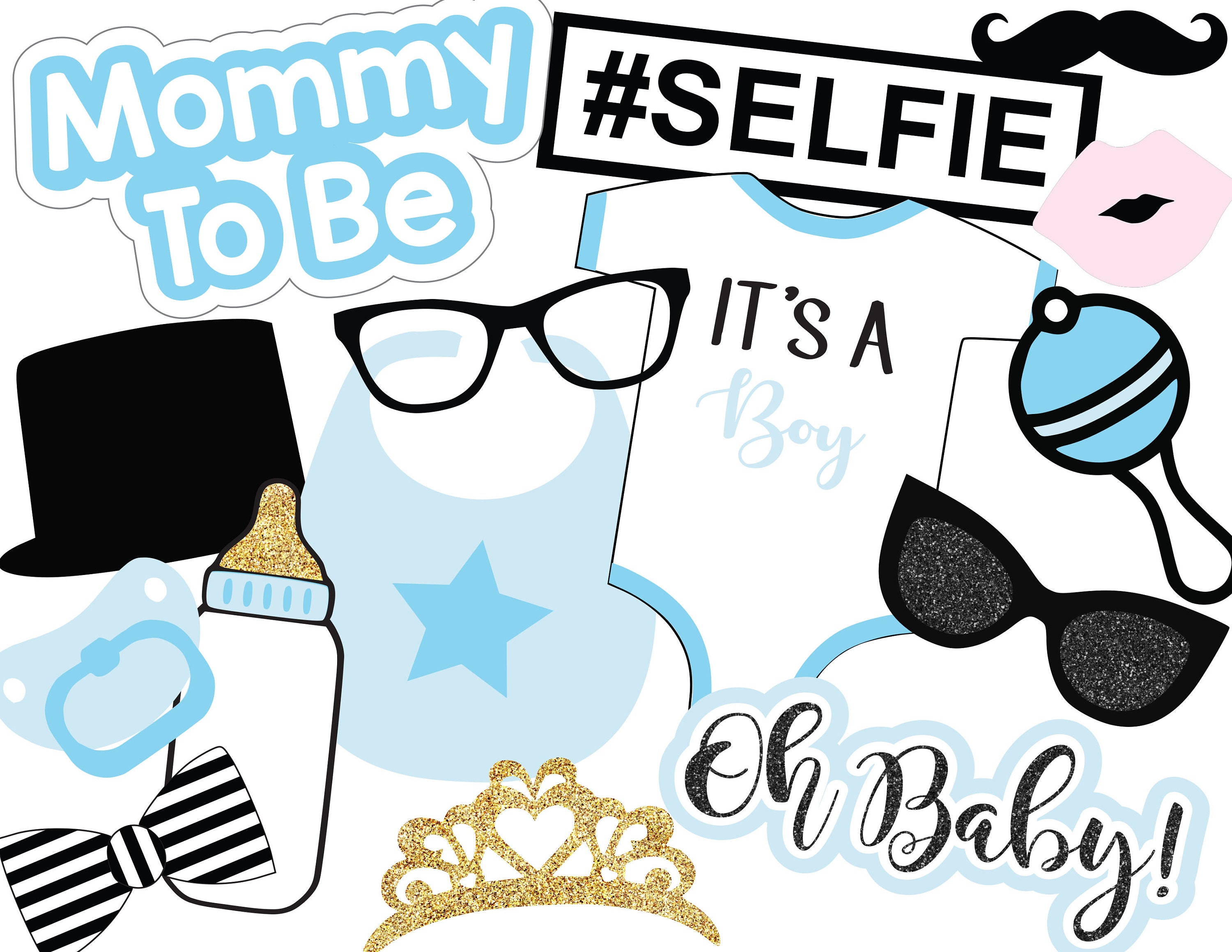 Printable Baby Shower Photo Props Blue Baby Shower Party | Etsy