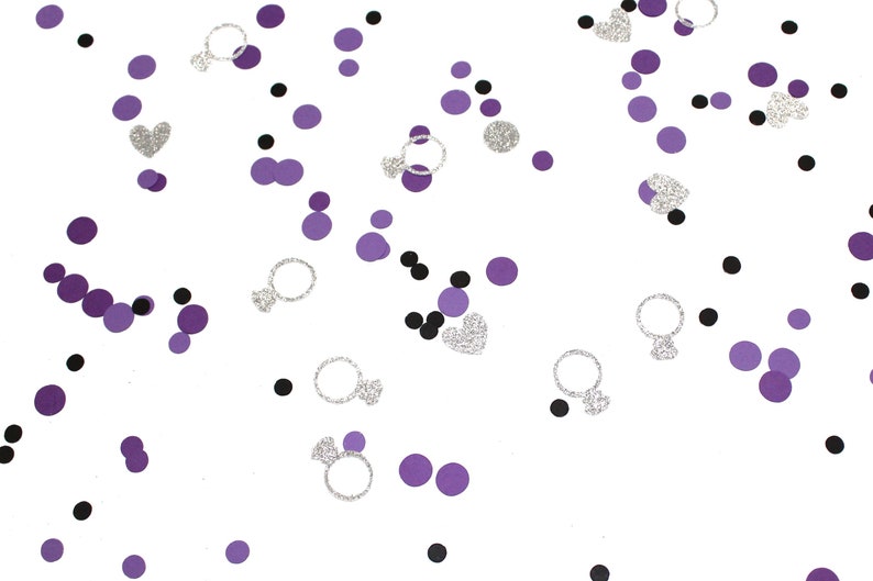 Wedding Party Confetti Purple /& Silver Diamond RingHeart Confetti Bridal Party Decorations Bachelorette Party Decor Bridal Confetti