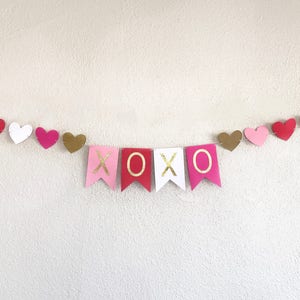 Valentine's Day Banner Valentine's Day Garland Valentine's Day Party Hear Garland Heart Banner Red and Pink Party Decor XOXO image 9