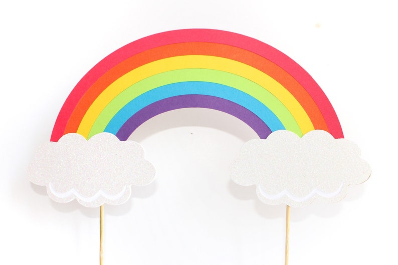 rainbow cake topper colorful rainbow birthday cake topper etsy