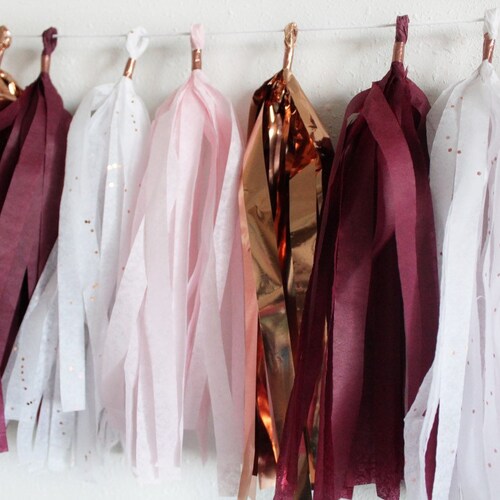 Rose Gold Burgundy and Blush Pink Tassel Garland Maroon Etsy