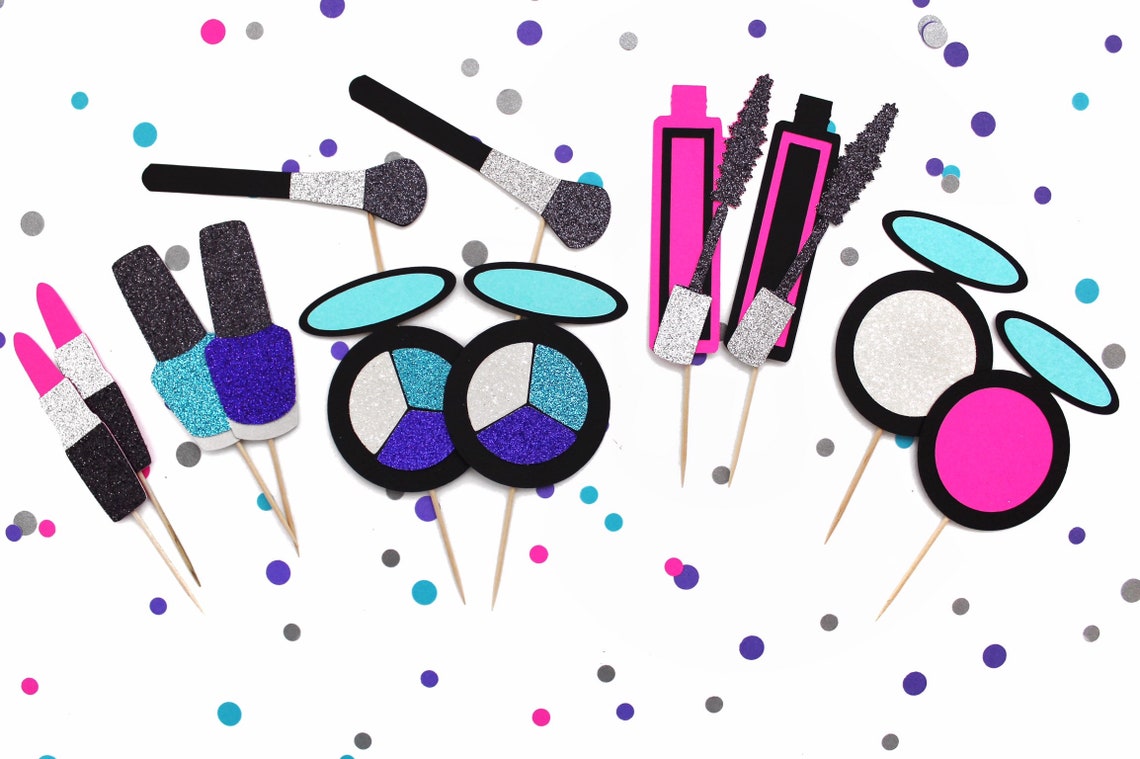 Makeup Cupcake Toppers Makeup Cupcake Picks Lipstick Etsy