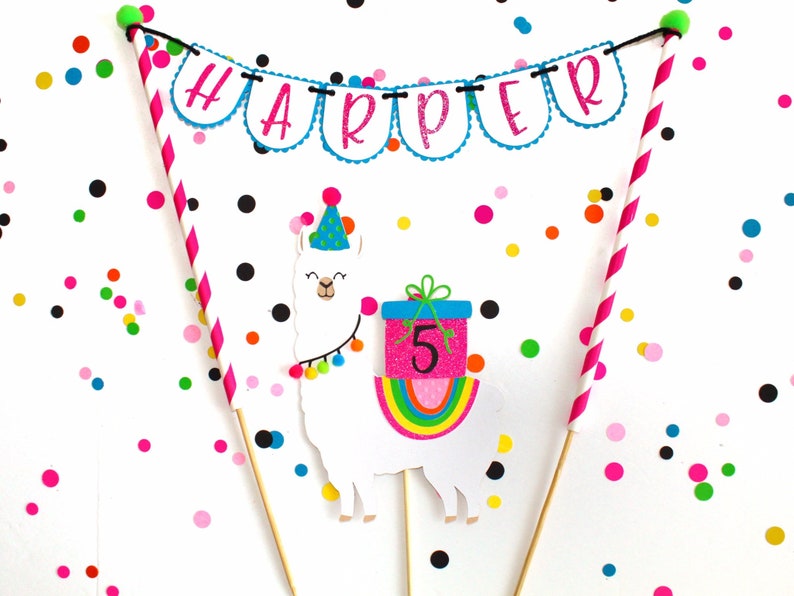 Llama Cake Topper Set Llama Birthday Party Party Animal Cake Topper Llama Decoration No Drama Llama image 5