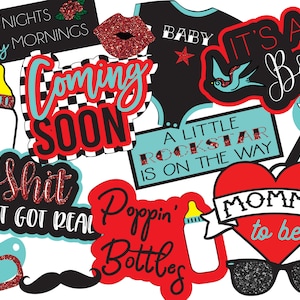 UNEDITABLE Rockabilly Printable Baby Shower Photo Booth Props | Rockabilly Baby Shower | Vintage Tattoo Style Party Decor | Instant Download