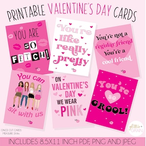 Printable Mean Girl Valentines Day Cards | Print at Home Pop Culture Valentines Day Printables | Galentines Day Cards | Girly Valentines Day