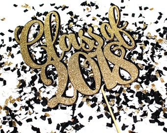 Class of 2018 Script Cake Topper | Gold Glitter Graduation Cake Topper | Graduation Party Decor | 2018 Cake Accessory | Grad Party Cake