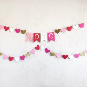 Valentine's Day Banner Valentine's Day Garland Valentine's Day Party Hear Garland Heart Banner Red and Pink Party Decor XOXO image 6