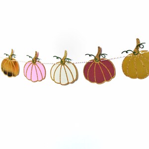 Little Pumpkin Garland Burgundy, Gold & Pink Party Decor Autumn Garland Fall Garland Girly Pumpkin Party Glam Thanksgiving Decor image 4