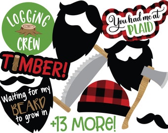 UNEDITABLE Instant Download Photo Booth Props | Lumberjack Party Photo Booth Props | Digital Download Props | Printable Photo Booth Props |