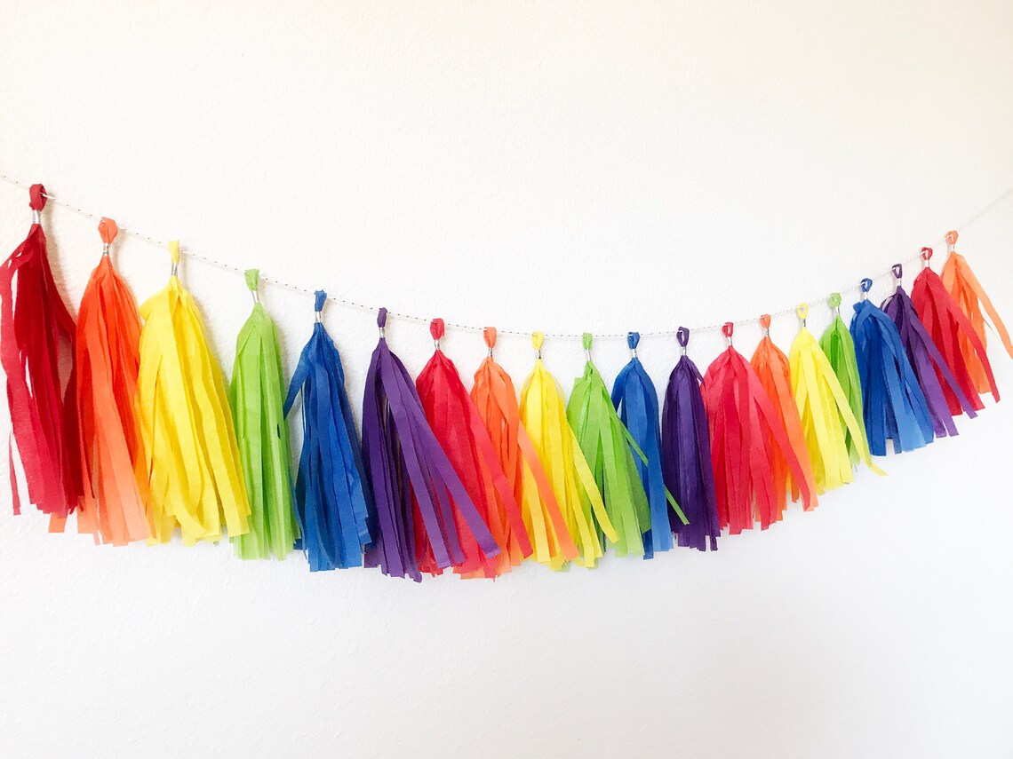 Rainbow Tassel Garland Tassel Banner Rainbow Banner Etsy