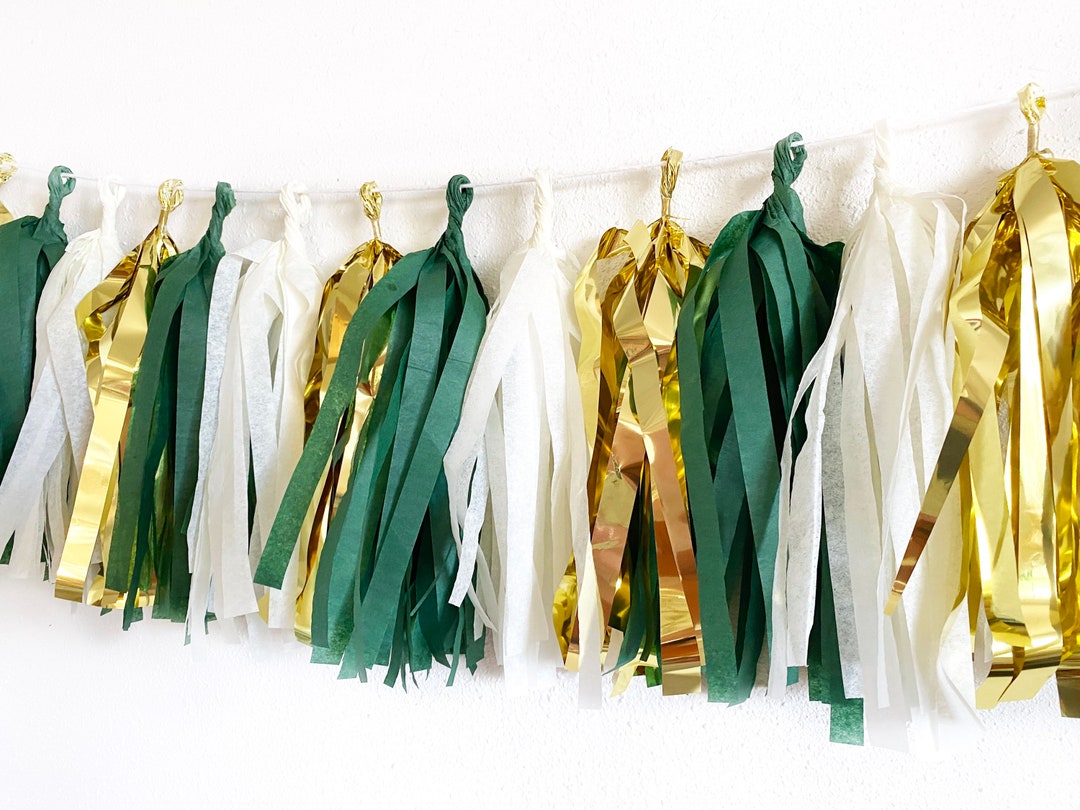 Tassel Garland Dark Green and Gold Tassel Garland Bridal Shower Decor Graduation Tassel Garland