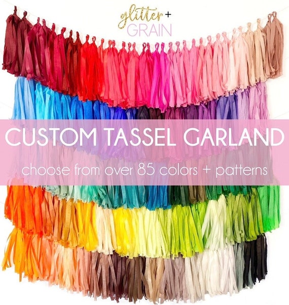 Custom Tassel Garland | Custom Fringe Banner | Personalized Party Decor | Custom Party Decorations | Tissue Paper Tassels | Tassel Banner | Il_570xn