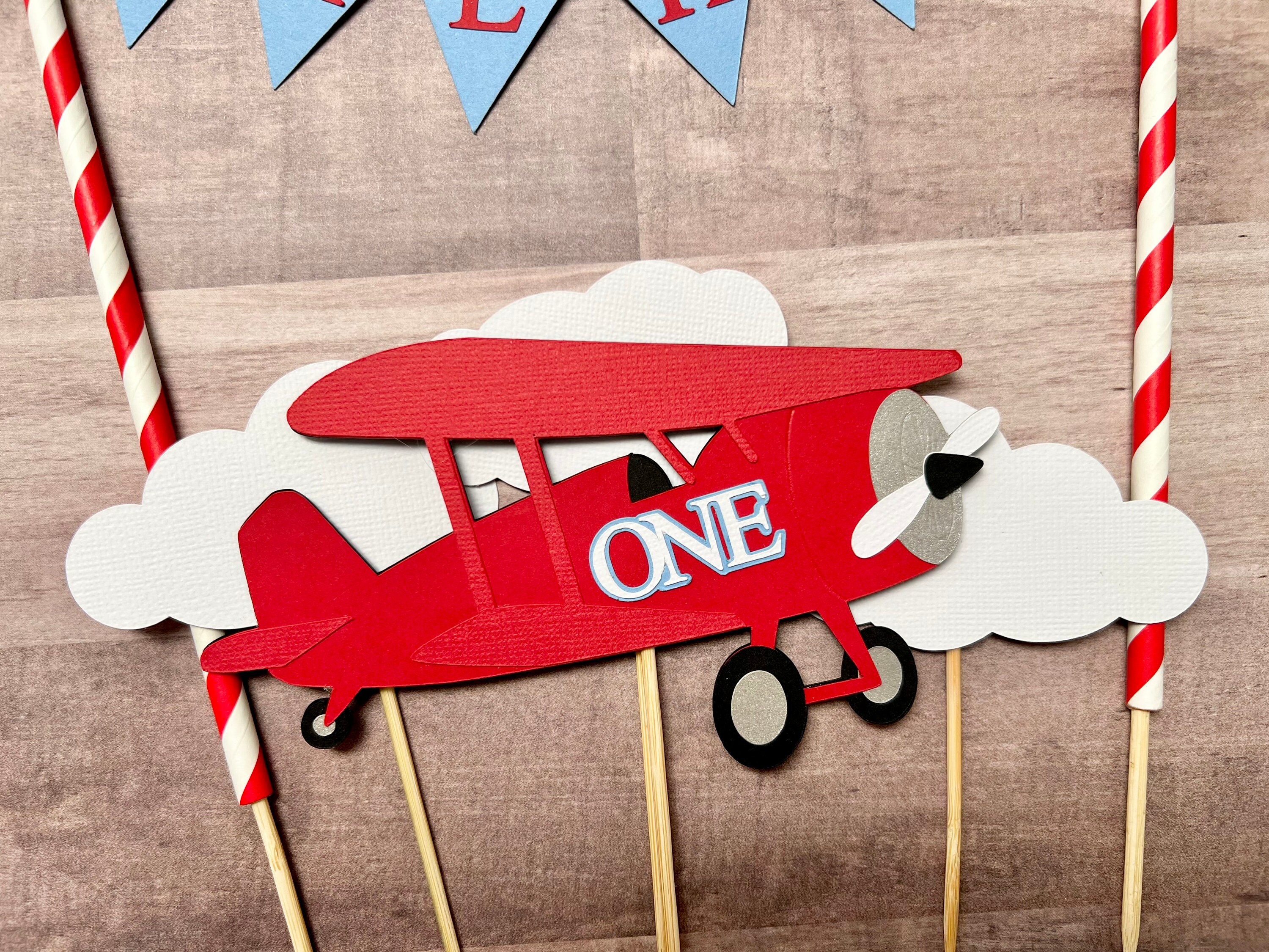 Retro Airplane Cake Topper Time Flies Birthday Party Pink - Etsy